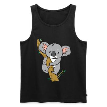 Koala - schaut vom Baum. - Männer Premium Bio Tank Top - Schwarz - Vorne - AI Model Male 178 light (178cm)