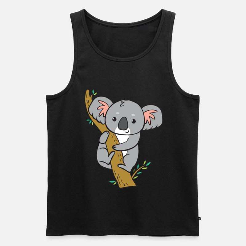 Koala - schaut vom Baum. - Männer Premium Bio Tank Top - Schwarz