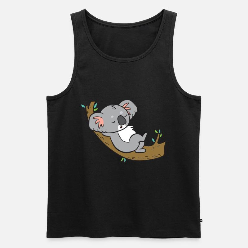 Koala - entspannt auf Ast - Männer Premium Bio Tank Top - Schwarz