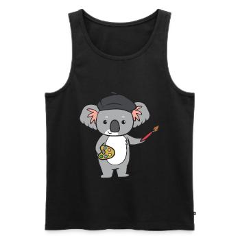 Koala - mit Pinsel und Farbe - Männer Premium Bio Tank Top - Schwarz - Vorne - Michal (187cm)