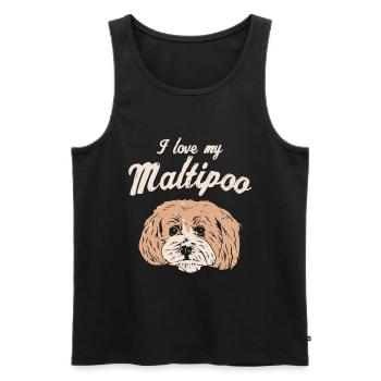 J'adore mon chien Maltipoo disant cadeau - Débardeur bio Premium Homme - noir - Devant - AI Model Male 178 light (178cm)