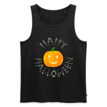 happy halloween aus skeletten mit kürbis - Männer Premium Bio Tank Top - Schwarz - Vorne - Michal (187cm)