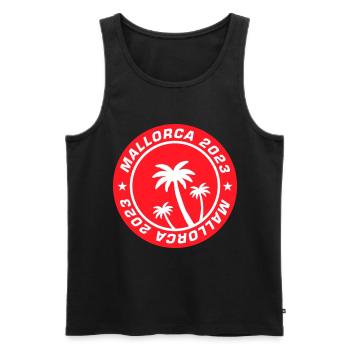 Mallorca 2023 Palme - Männer Premium Bio Tank Top - Schwarz - Vorne - Michal (187cm)