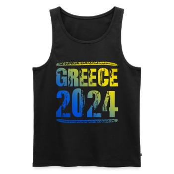 Grèce 2024 Vacances colorées - Débardeur bio Premium Homme - noir - Devant - Michal (187cm)