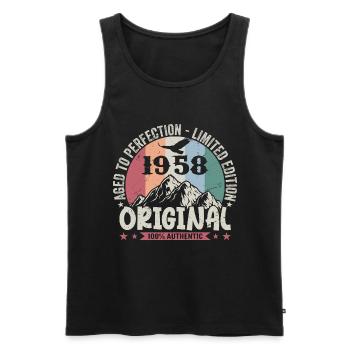 1958 Geburtstag 1958 Jahrgang Geburtstag 1958 - Männer Premium Bio Tank Top - Schwarz - Vorne - AI Model Male 178 light (178cm)