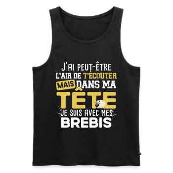 Brebis Mouton Agneau Laine Humour Ferme Agricole - Débardeur bio Premium Homme - noir - Devant - Michal (187cm)