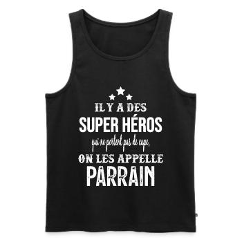 Super Héros sans Cape Parrain - Débardeur bio Premium Homme - noir - Devant - Michal (187cm)