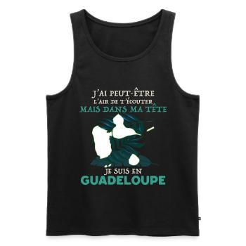 Message Guadeloupe Humour Antillais Antillaise - Débardeur bio Premium Homme - noir - Devant - Michal (187cm)