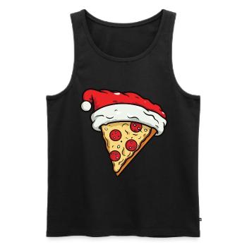 Pizza Noël Bande Dessinée - Débardeur bio Premium Homme - noir - Devant - Michal (187cm)