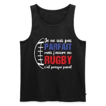 Je ne suis pas parfait mais j' assure au rugby - Débardeur bio Premium Homme - noir - Devant - Michal (187cm)
