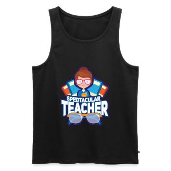 Spedtacular Teacher - Spektakulärer Lehrer - Männer Premium Bio Tank Top - Schwarz - Vorne - Michal (187cm)