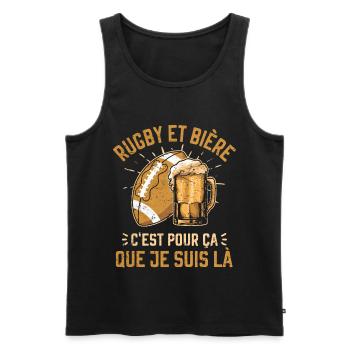 Rugby et Bière pour les Joueurs de Rugby Drôle - Débardeur bio Premium Homme - noir - Devant - Michal (187cm)