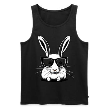 Weisser Hase mit Sonnenbrille Osterhase - Männer Premium Bio Tank Top - Schwarz - Vorne - Michal (187cm)