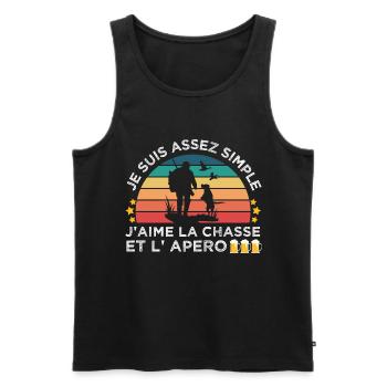 Chasse et apéro humour chasseur cadeau chasse cool - Débardeur bio Premium Homme - noir - Devant - Michal (187cm)