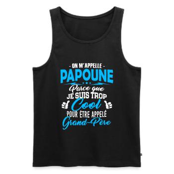 Papoune trop Cool Cadeau Fête des Grands-Pères - Débardeur bio Premium Homme - noir - Devant - AI Model Male 178 light (178cm)