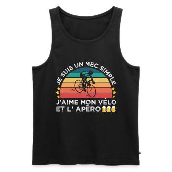 Vélo et apéro humour cycliste cadeau cyclisme - Débardeur bio Premium Homme - noir - Devant - Michal (187cm)