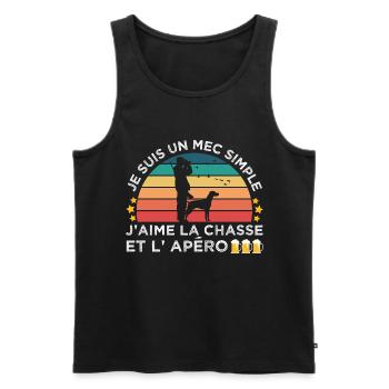 Chasse et apéro humour chasseur cadeau chasse cool - Débardeur bio Premium Homme - noir - Devant - Michal (187cm)