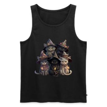 Halloween Katzen als Hexen verkleidet - Männer Premium Bio Tank Top - Schwarz - Vorne - Michal (187cm)