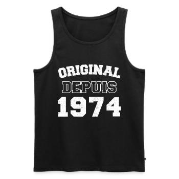 Original depuis 1974 cadeau anniversaire vintage - Débardeur bio Premium Homme - noir - Devant - Michal (187cm)