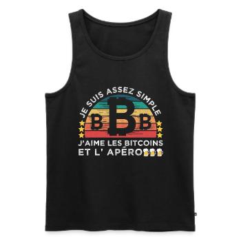 J' aime les crypto-monnaies et l' apéro cadeau - Débardeur bio Premium Homme - noir - Devant - Michal (187cm)