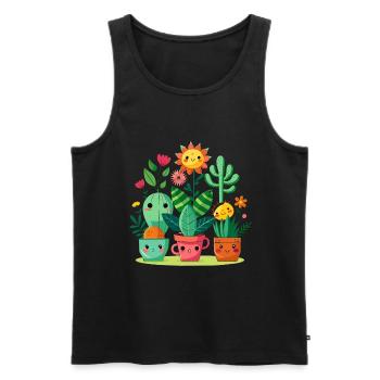 Amis des plantes - Débardeur bio Premium Homme - noir - Devant - AI Model Male 178 light (178cm)