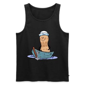 Cacahuète maritime capitaine marin Ahoy Nut bateau - Débardeur bio Premium Homme - noir - Devant - AI Model Male 178 light (178cm)