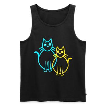 Chats Chat Chaton Chaton Rétro Vintage - Débardeur bio Premium Homme - noir - Devant - Michal (187cm)