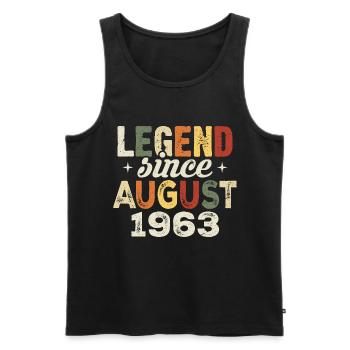 Août 1963 Anniversaire Août 1963 - Août 1963 - Débardeur bio Premium Homme - noir - Devant - Michal (187cm)