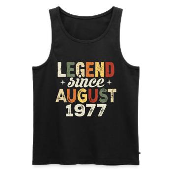 Août 1977 Anniversaire Août 1977 - Août 1977 - Débardeur bio Premium Homme - noir - Devant - AI Model Male 178 light (178cm)
