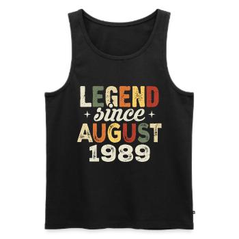 August 1989 Anniversary August 1989 - August 1989 - Men's Premium Organic Tank Top - black - Front - AI Model Male 178 light (178cm)