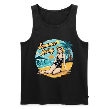 Retro Summer Loving Beach Vibes für einen - Männer Premium Bio Tank Top - Schwarz - Vorne - AI Model Male 178 light (178cm)