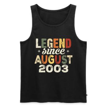 Août 2003 Anniversaire Août 2003 - Août 2003 - Débardeur bio Premium Homme - noir - Devant - AI Model Male 178 light (178cm)