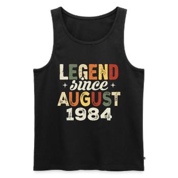 Août 1984 Anniversaire Août 1984 - Août 1984 - Débardeur bio Premium Homme - noir - Devant - AI Model Male 178 light (178cm)
