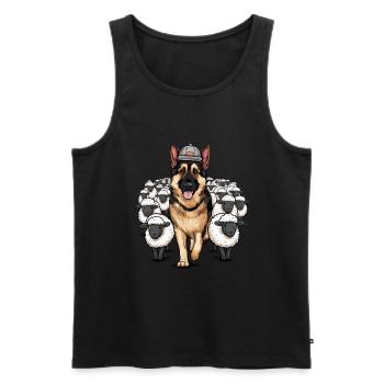 Deutscher Schäferhund mit kleinen Schäfchen - Männer Premium Bio Tank Top - Schwarz - Vorne - AI Model Male 178 light (178cm)