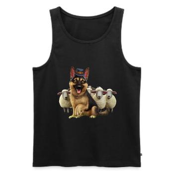 German Shepherd with Little Sheep - Men's Premium Organic Tank Top - black - Front - AI Model Male 178 light (178cm)