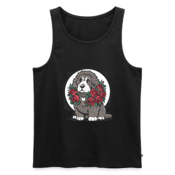 Süßer Cartoon Neufundländer Hund mit Rosen - Männer Premium Bio Tank Top - Schwarz - Vorne - Michal (187cm)