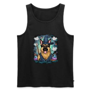 German Shepherd is magician with magic wand - Men's Premium Organic Tank Top - black - Front - AI Model Male 178 light (178cm)