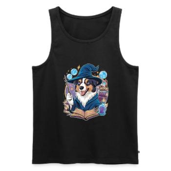 Australischer Schäferhund Magier mit Zauberstab - Männer Premium Bio Tank Top - Schwarz - Vorne - AI Model Male 178 light (178cm)
