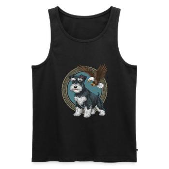 Miniature Schnauzer with majestic bald eagle - Men's Premium Organic Tank Top - black - Front - Michal (187cm)