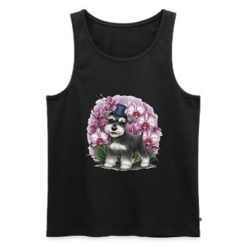 Cartoon Zwergschnauzer mit wundervollen Orchideen - Männer Premium Bio Tank Top - Schwarz - Vorne - Michal (187cm)