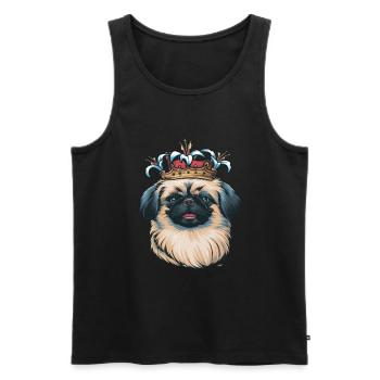 Niedlicher Pekinese mit Krone und Lillien - Männer Premium Bio Tank Top - Schwarz - Vorne - AI Model Male 178 light (178cm)