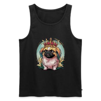 Mignon Pékinois avec couronne et lys - Débardeur bio Premium Homme - noir - Devant - Michal (187cm)