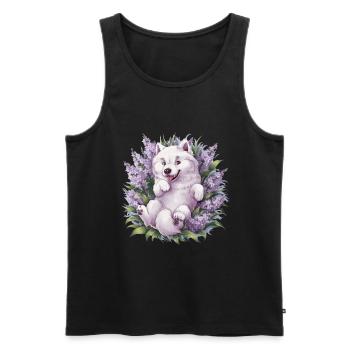 Spitz Samoyède doux avec un beau lilas - Débardeur bio Premium Homme - noir - Devant - Michal (187cm)