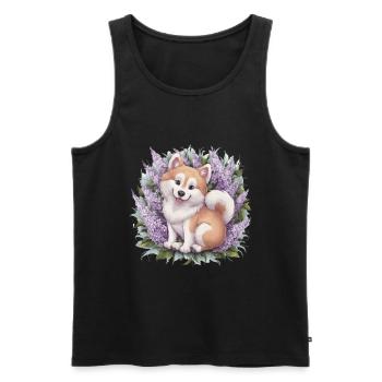 Spitz Samoyède doux avec un beau lilas - Débardeur bio Premium Homme - noir - Devant - Michal (187cm)