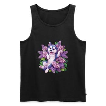 Cute husky with lilac for dog lovers - Men's Premium Organic Tank Top - black - Front - Michal (187cm)