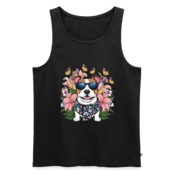 Staffordshire Bull Terrier avec des papillons - Débardeur bio Premium Homme - noir - Devant - Michal (187cm)