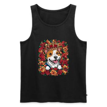Staffordshire Bull Terrier mit Krone und Rosen - Männer Premium Bio Tank Top - Schwarz - Vorne - Michal (187cm)
