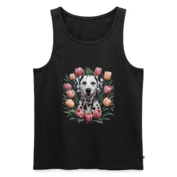 Süßer Dalmatiner mit Tulpen - Männer Premium Bio Tank Top - Schwarz - Vorne - Michal (187cm)
