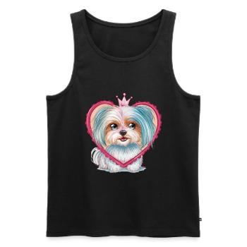 Maltese with crown and heart - Men's Premium Organic Tank Top - black - Front - Michal (187cm)