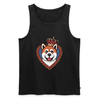 Pretty cartoon Akita Inu dog with crown and heart - Men's Premium Organic Tank Top - black - Front - Michal (187cm)
